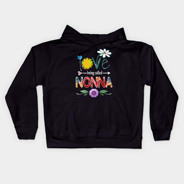 nonna i love being called nonna Kids Hoodie by Bagshaw Gravity